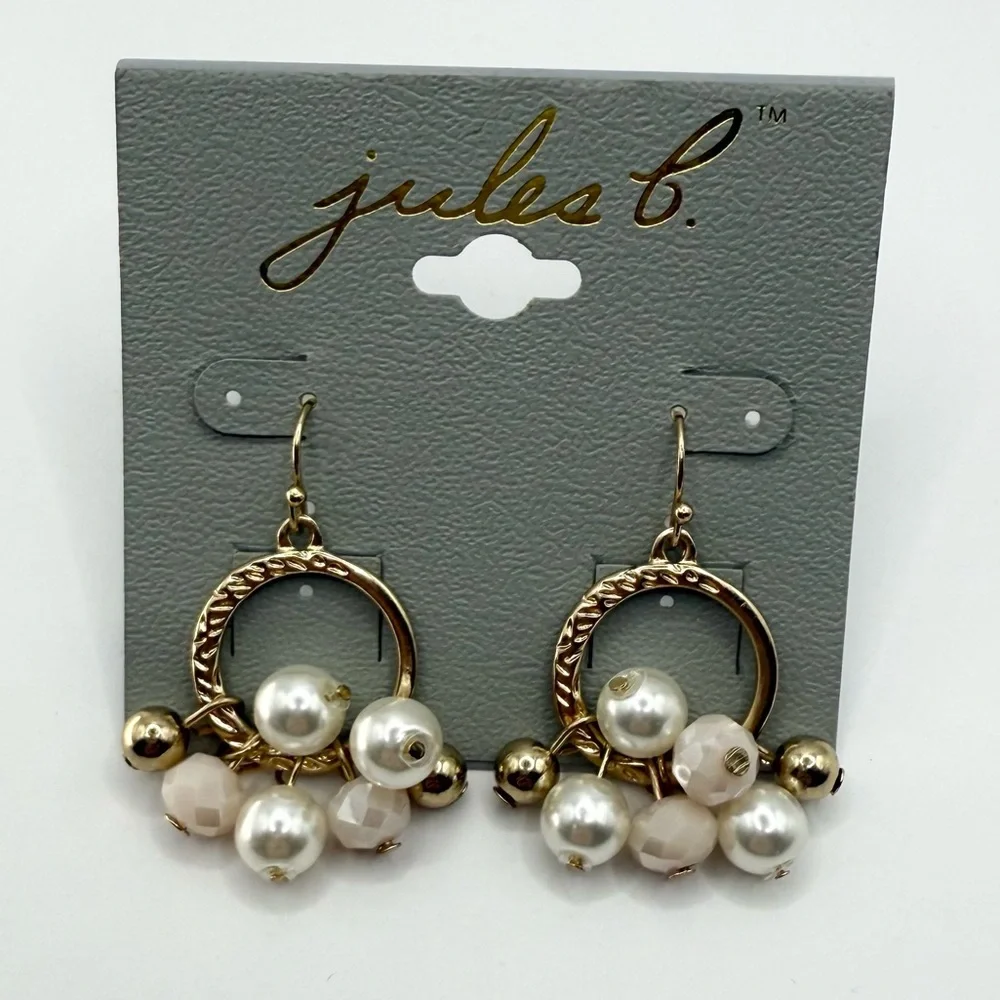 Jules B Gold Tone Pearl Dangle Earrings